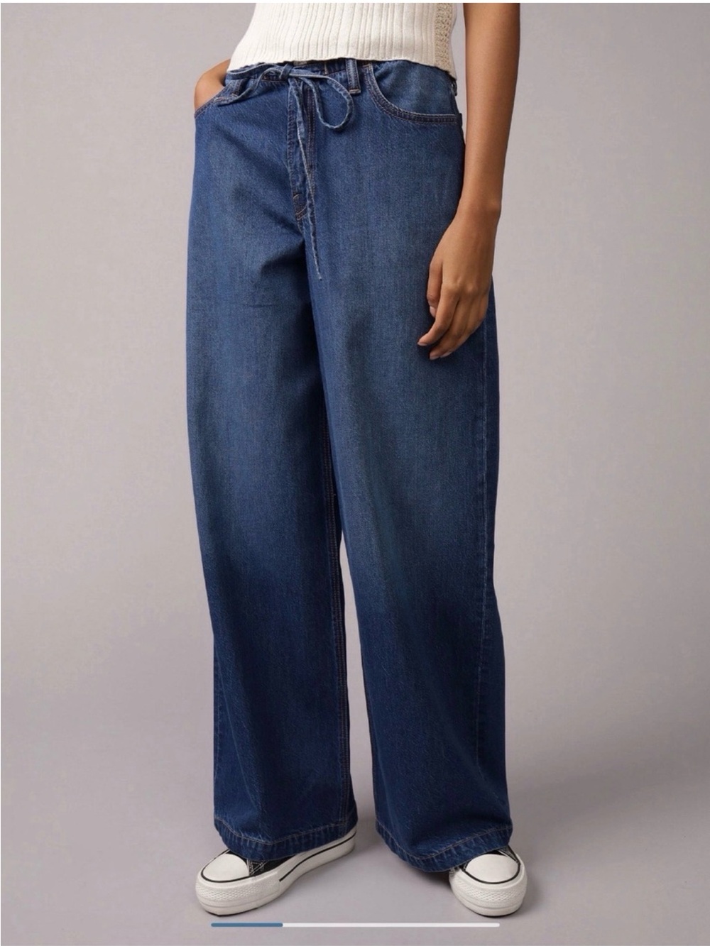 American Eagle Outfitters Wide-Leg Drawstring Jeans